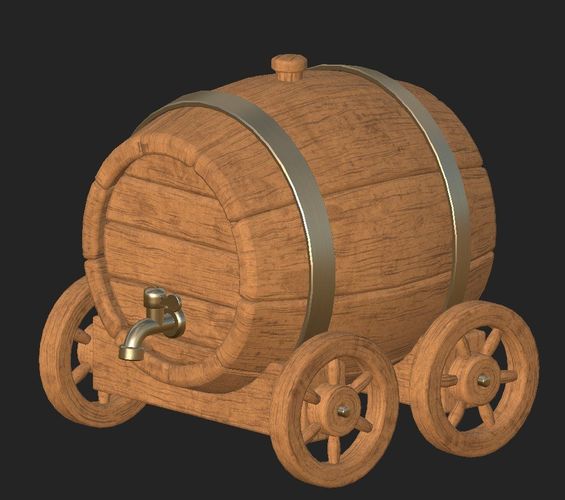 Cartoon wooden barrel 3 Low-poly 3D model
