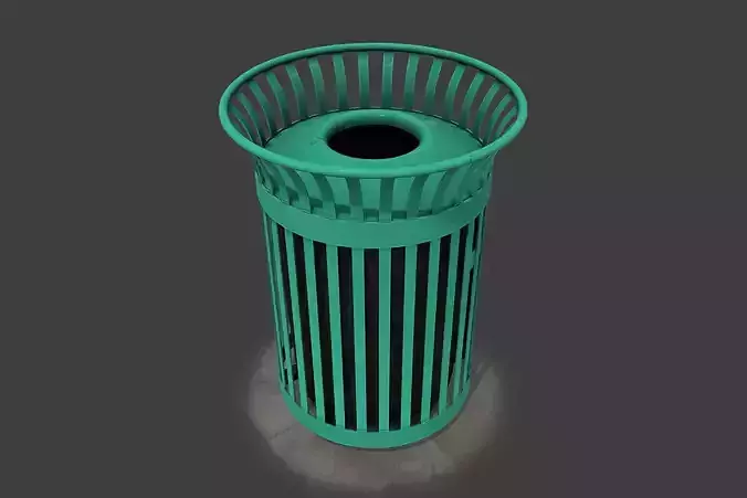 New York Trash Can Low-poly 3D model