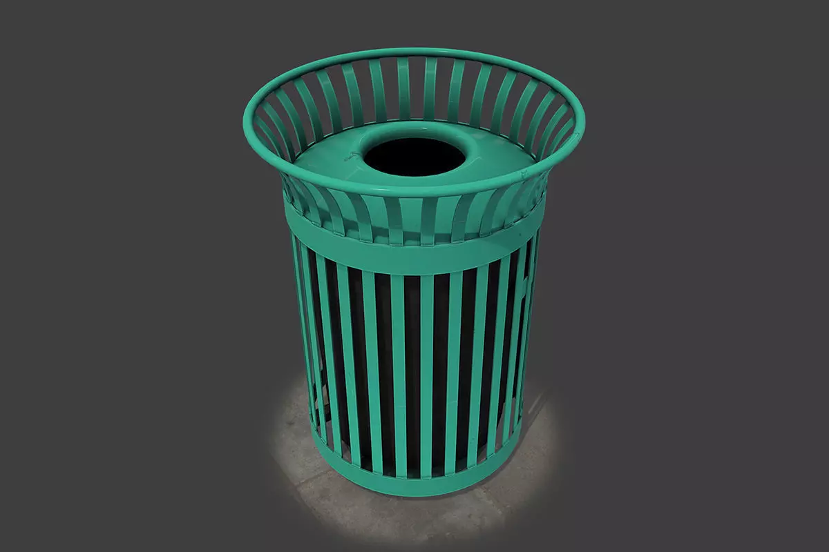 New York Trash Can Low-poly 3D model_0