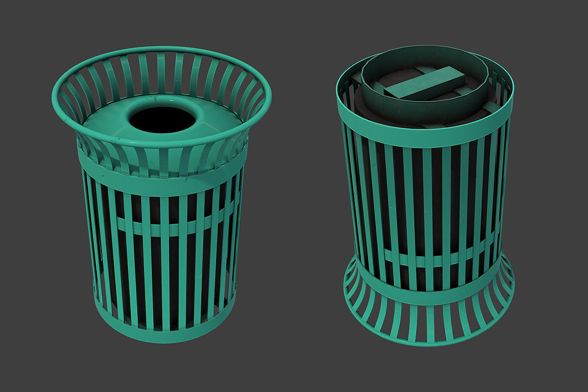 New York Trash Can Low-poly 3D model_4