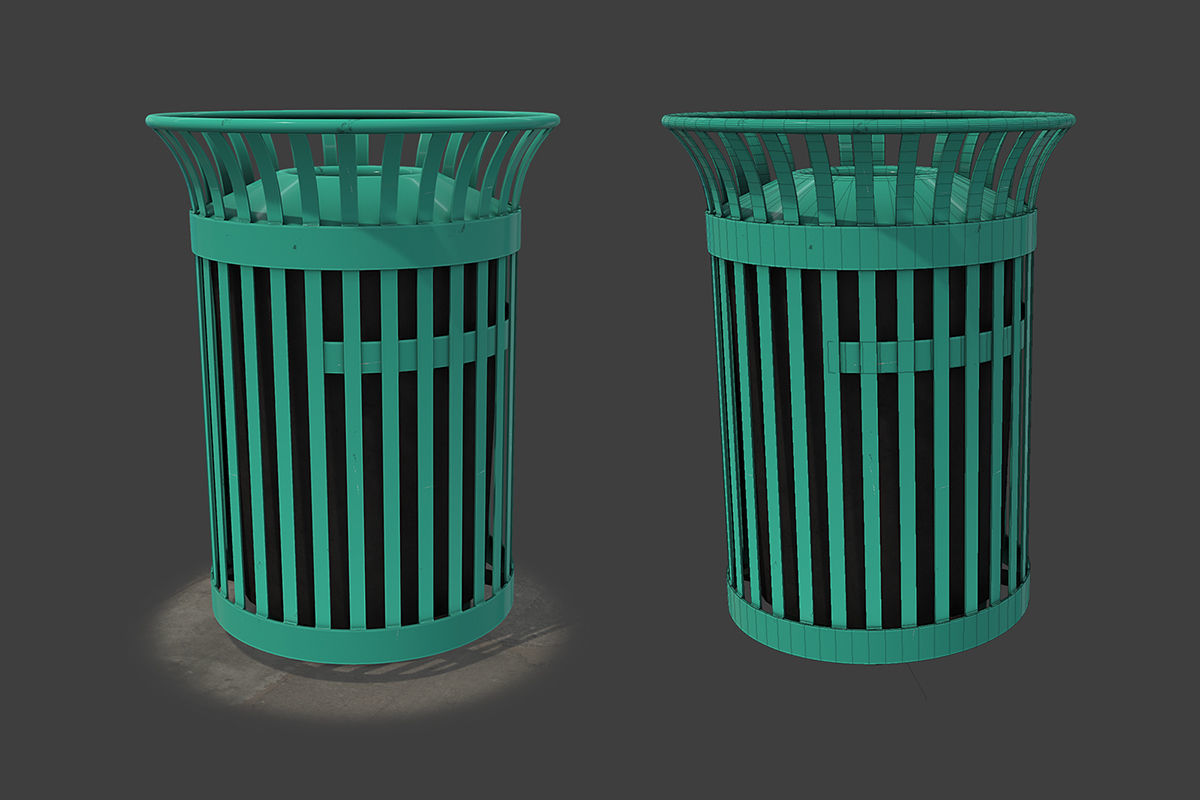 New York Trash Can Low-poly 3D model_2