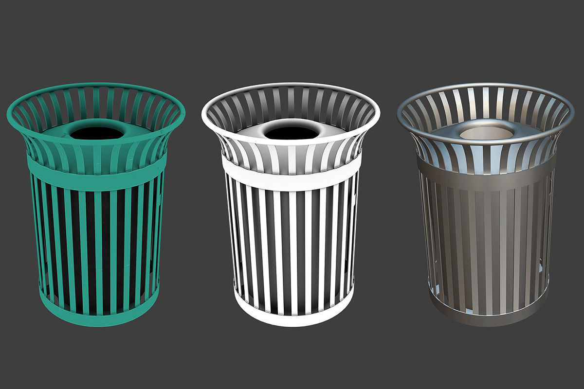 New York Trash Can Low-poly 3D model_6