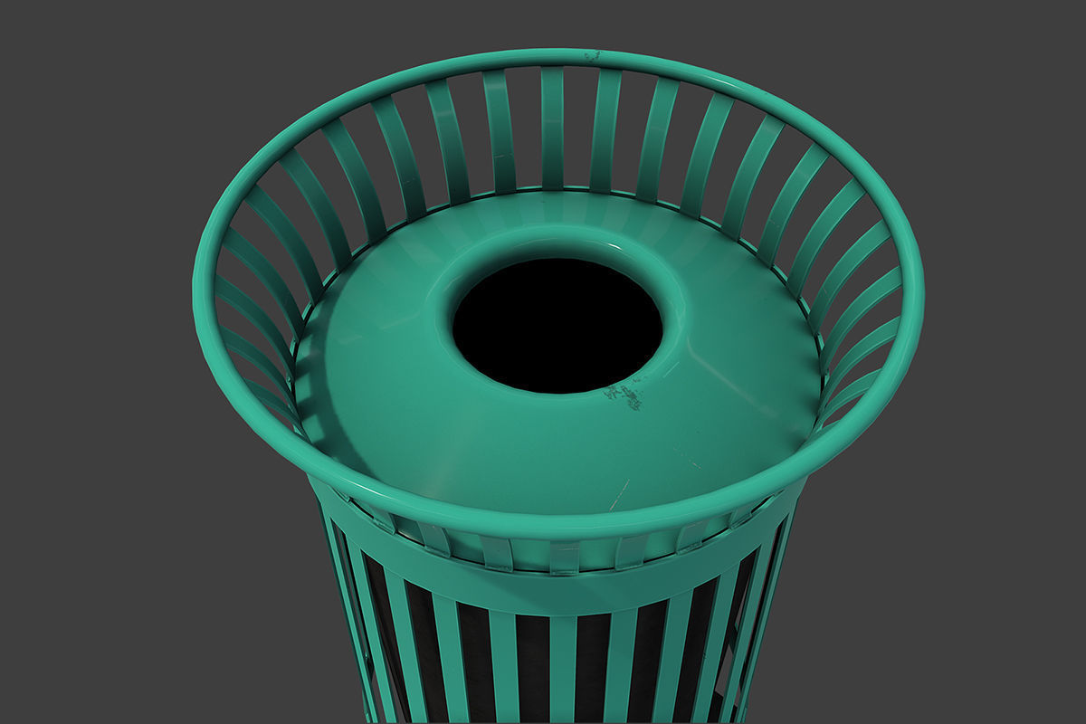 New York Trash Can Low-poly 3D model_5
