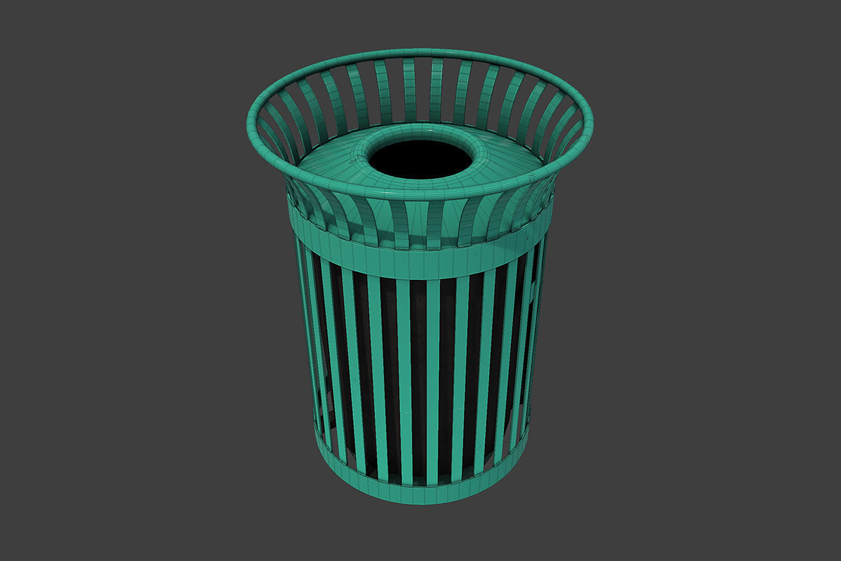 New York Trash Can Low-poly 3D model_1