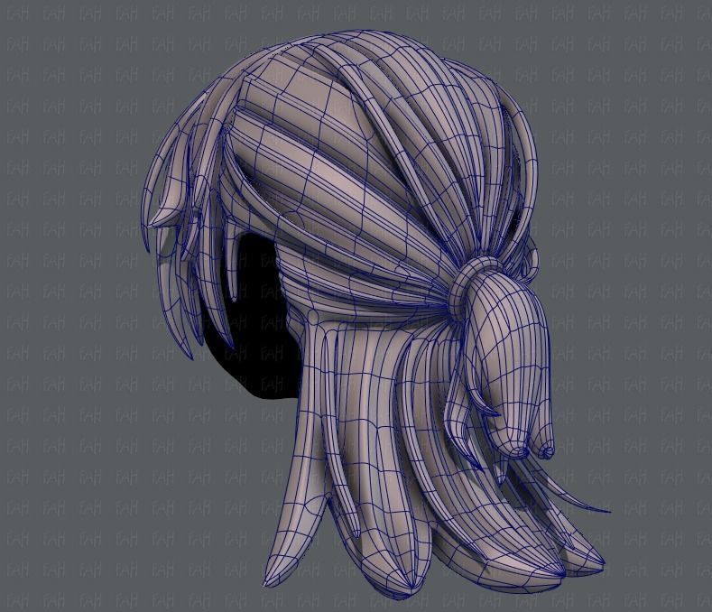 3D Hair style for girl V28 Low-poly 3D model_14