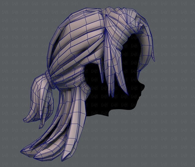 3D Hair style for girl V28 Low-poly 3D model_27