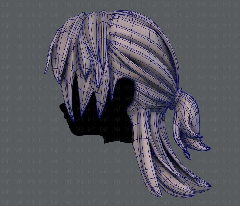 3D Hair style for girl V28 Low-poly 3D model_15