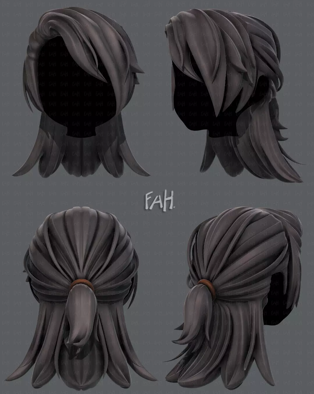 3D Hair style for girl V28 Low-poly 3D model_0
