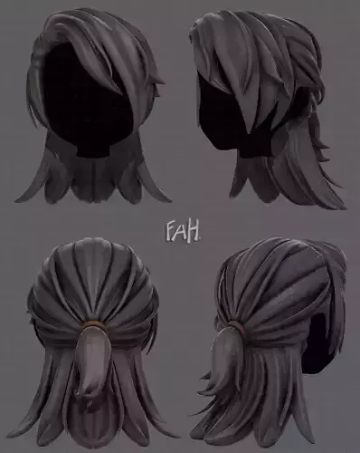 3D Hair style for girl V28 Low-poly 3D model