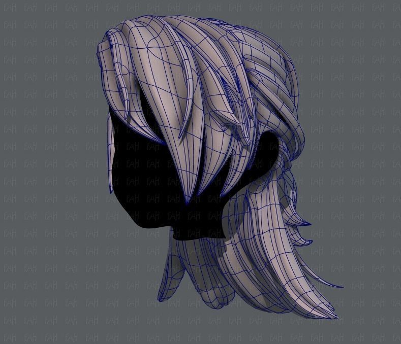 3D Hair style for girl V28 Low-poly 3D model_16