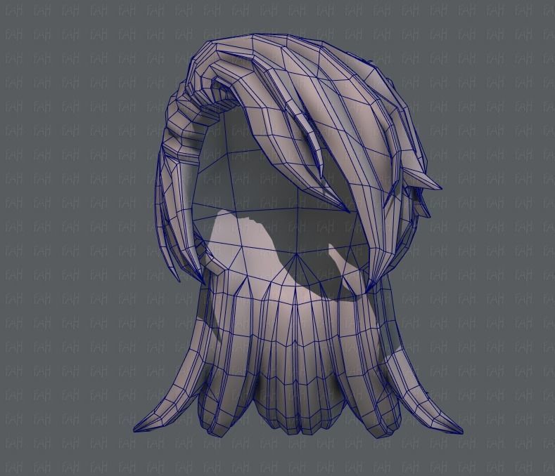 3D Hair style for girl V28 Low-poly 3D model_40