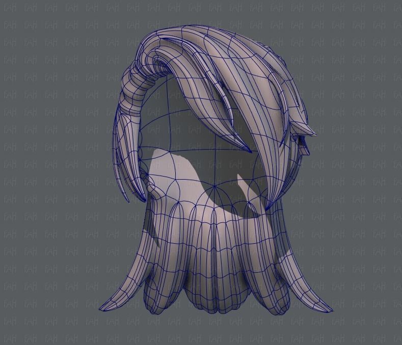 3D Hair style for girl V28 Low-poly 3D model_38