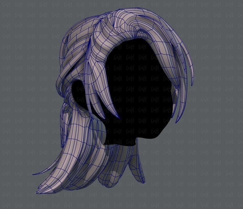 3D Hair style for girl V28 Low-poly 3D model_10