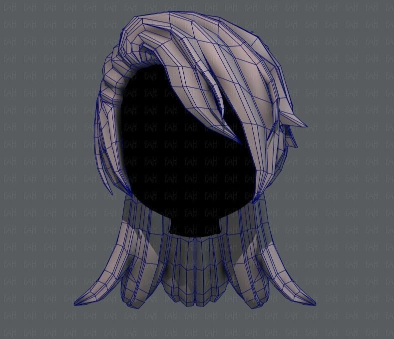 3D Hair style for girl V28 Low-poly 3D model_25