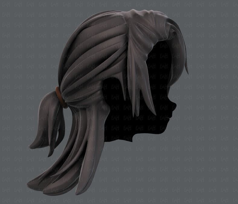 3D Hair style for girl V28 Low-poly 3D model_3