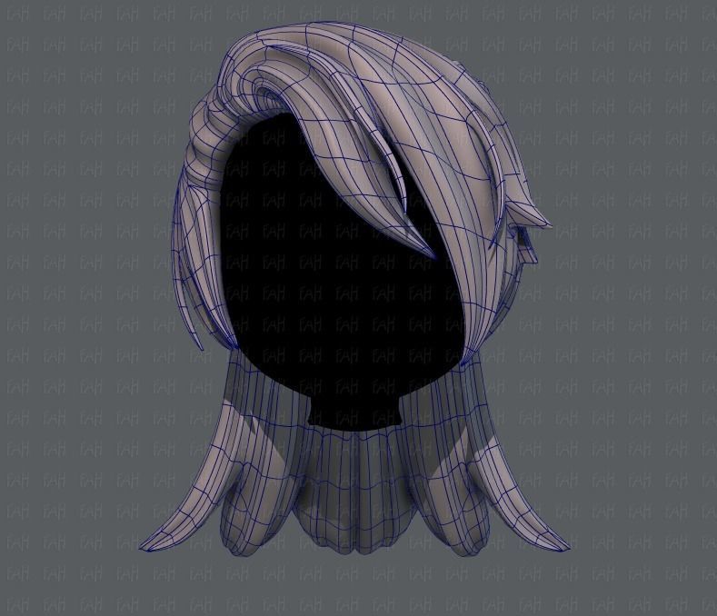 3D Hair style for girl V28 Low-poly 3D model_9