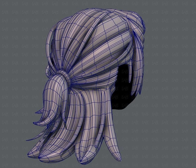 3D Hair style for girl V28 Low-poly 3D model_12