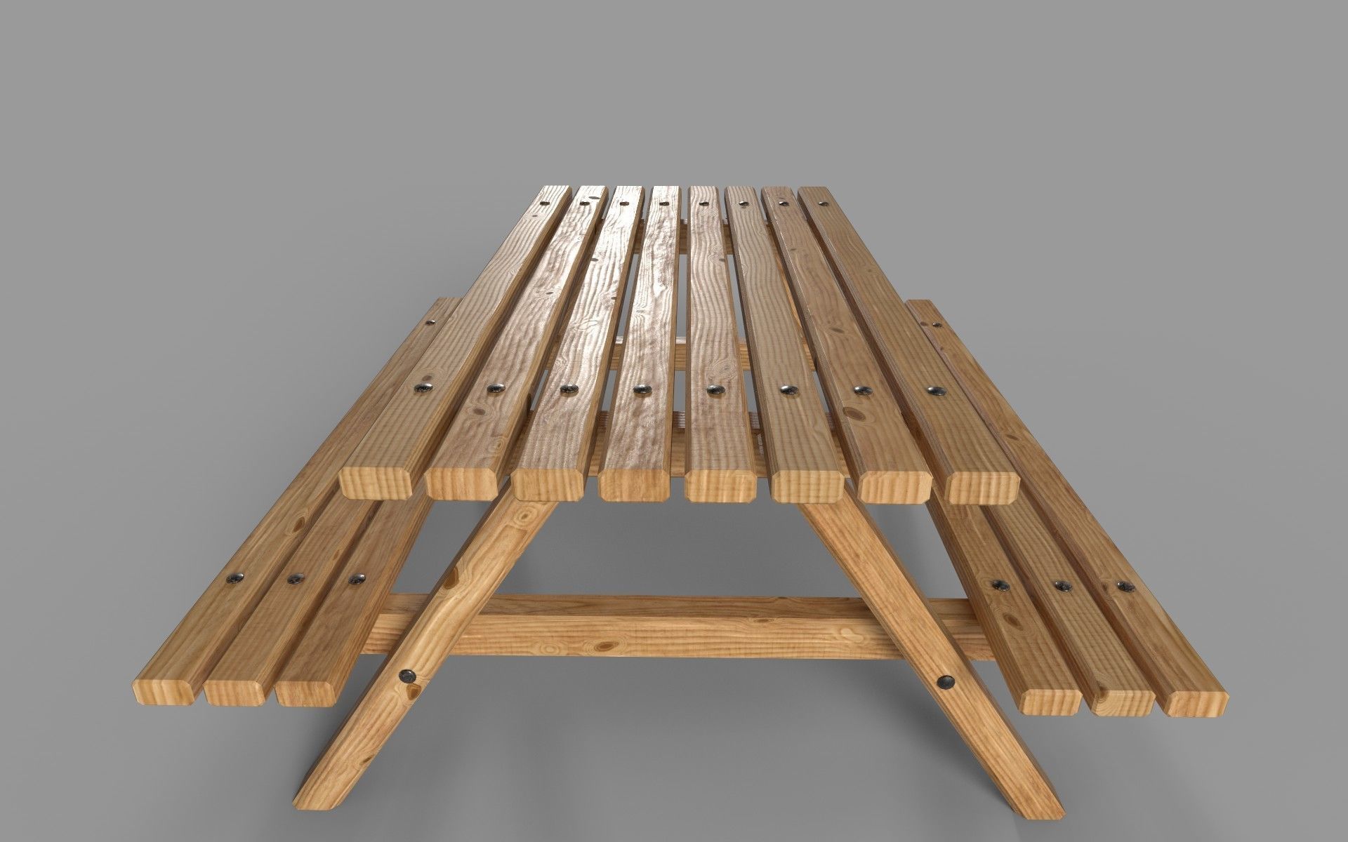 Wooden Picnic Table Low-Poly PBR Game Ready 3D Model Low-poly 3D model_13