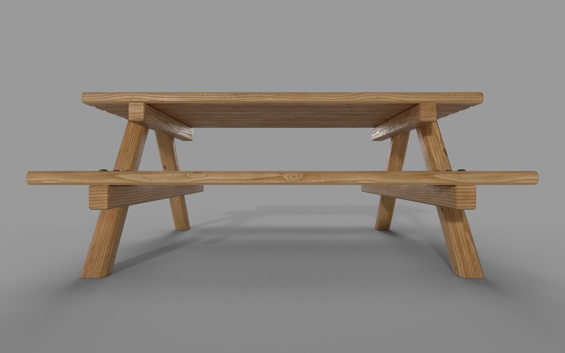 Wooden Picnic Table Low-Poly PBR Game Ready 3D Model Low-poly 3D model_2