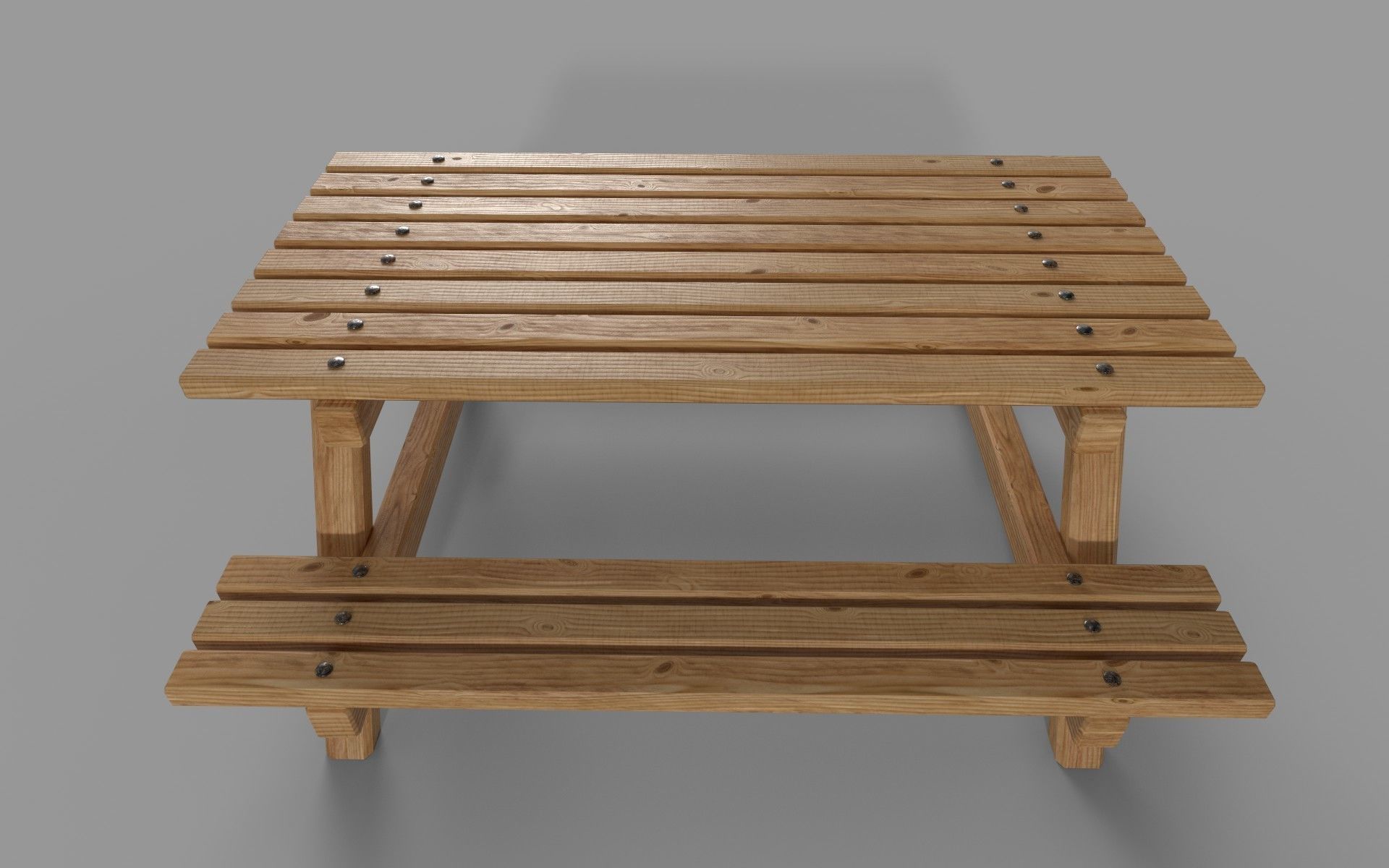 Wooden Picnic Table Low-Poly PBR Game Ready 3D Model Low-poly 3D model_7
