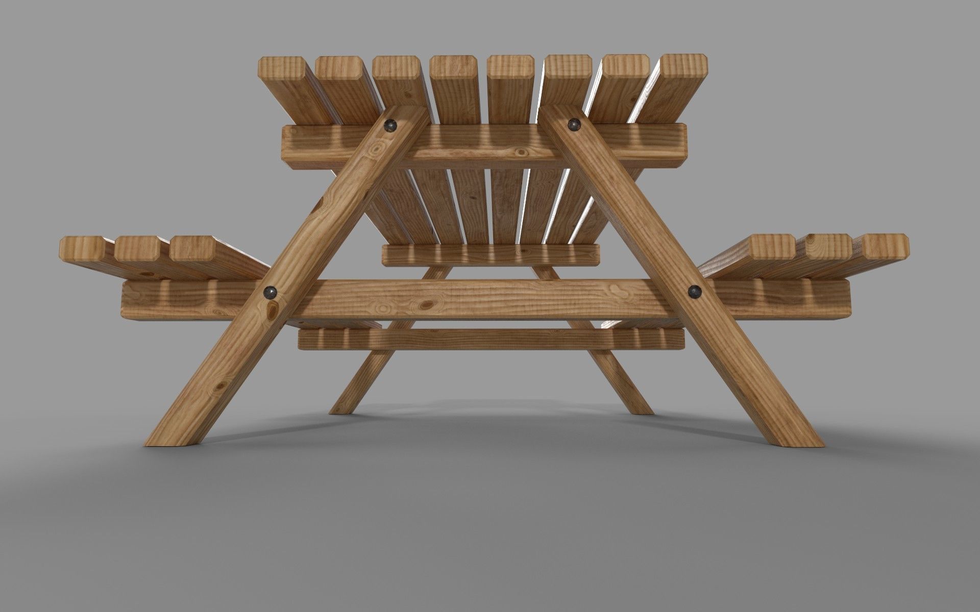 Wooden Picnic Table Low-Poly PBR Game Ready 3D Model Low-poly 3D model_12