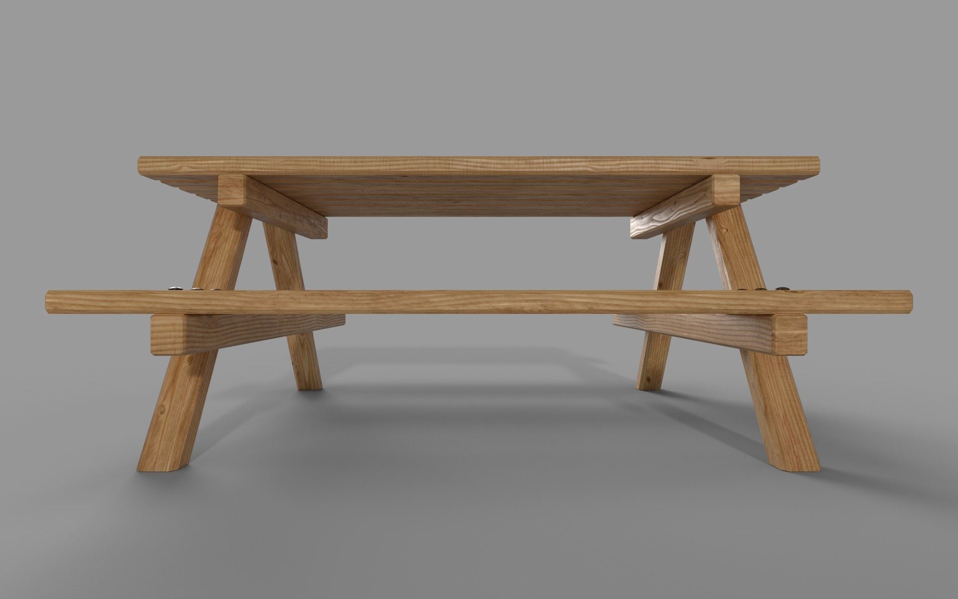 Wooden Picnic Table Low-Poly PBR Game Ready 3D Model Low-poly 3D model_4