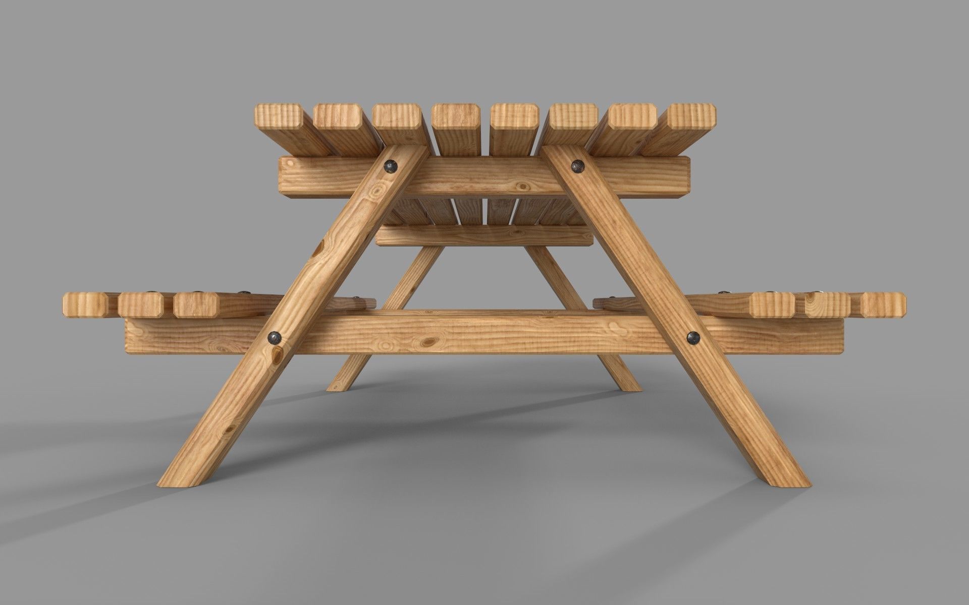 Wooden Picnic Table Low-Poly PBR Game Ready 3D Model Low-poly 3D model_5