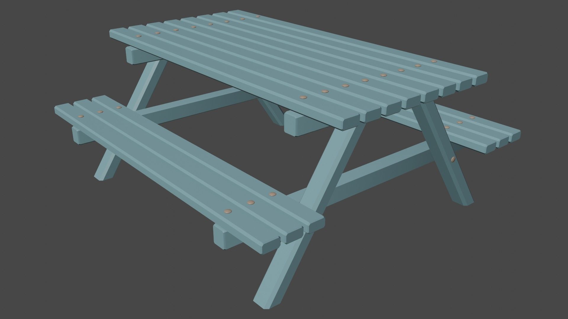 Wooden Picnic Table Low-Poly PBR Game Ready 3D Model Low-poly 3D model_15