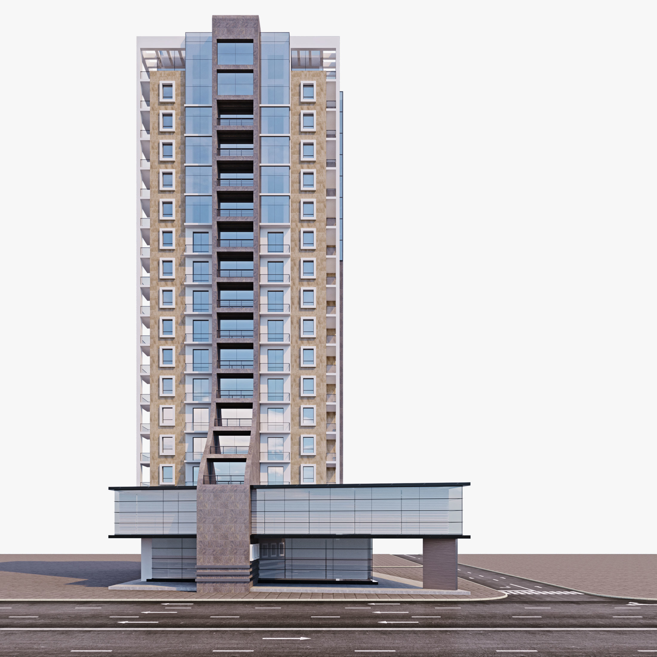 Modern building 3D model_2
