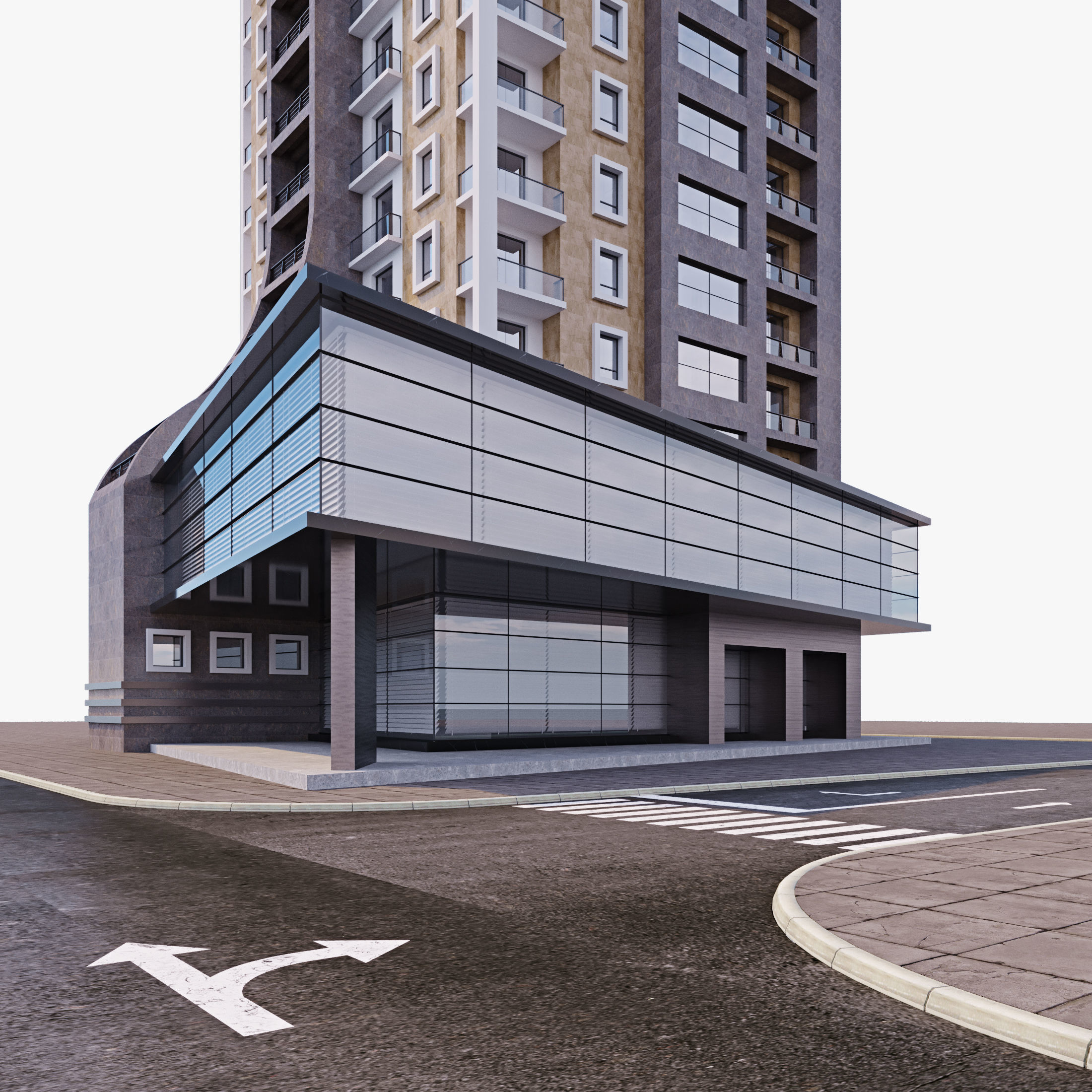 Modern building 3D model_3