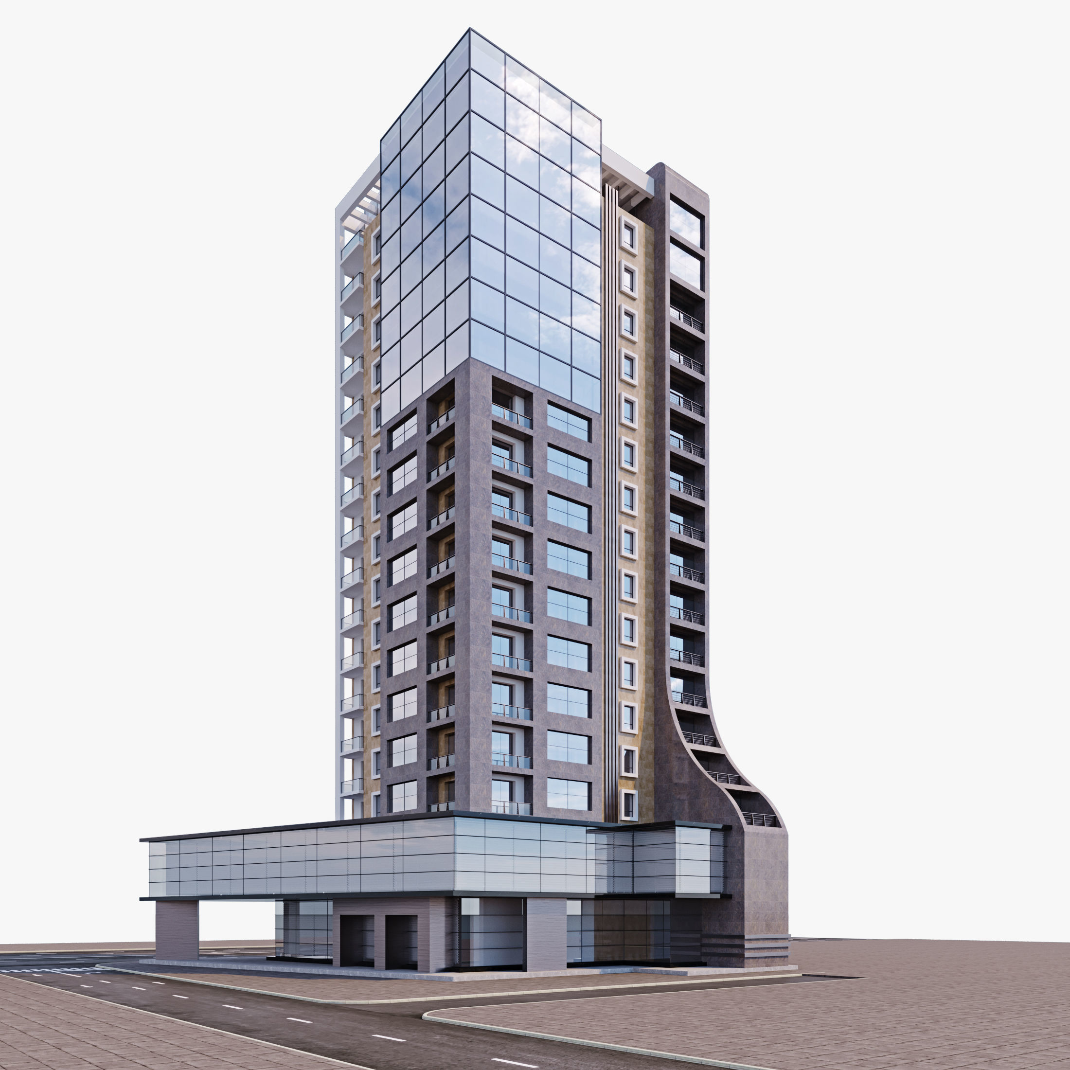Modern building 3D model_1