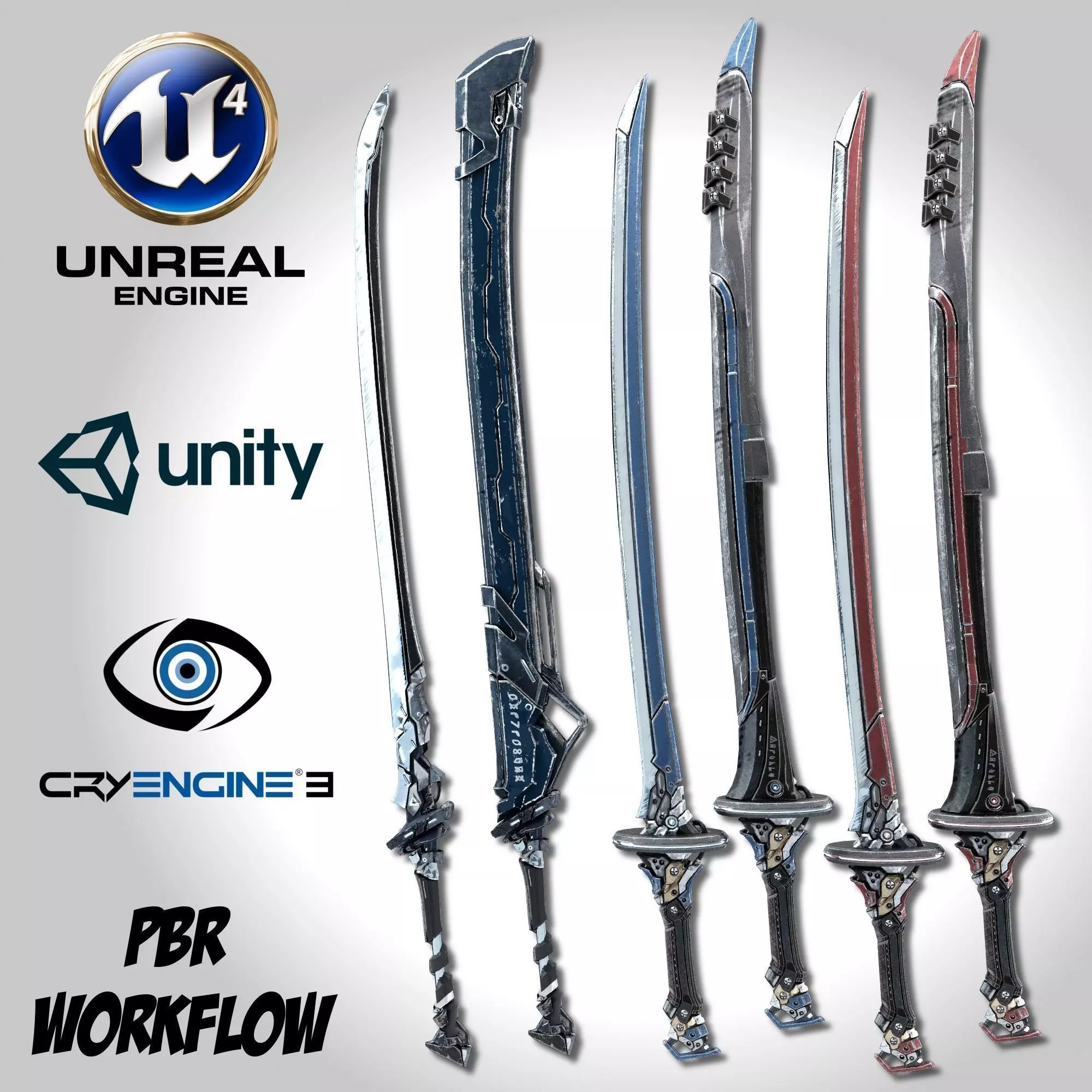 Sci-fi Swords Pack 2 Low-poly 3D model_0