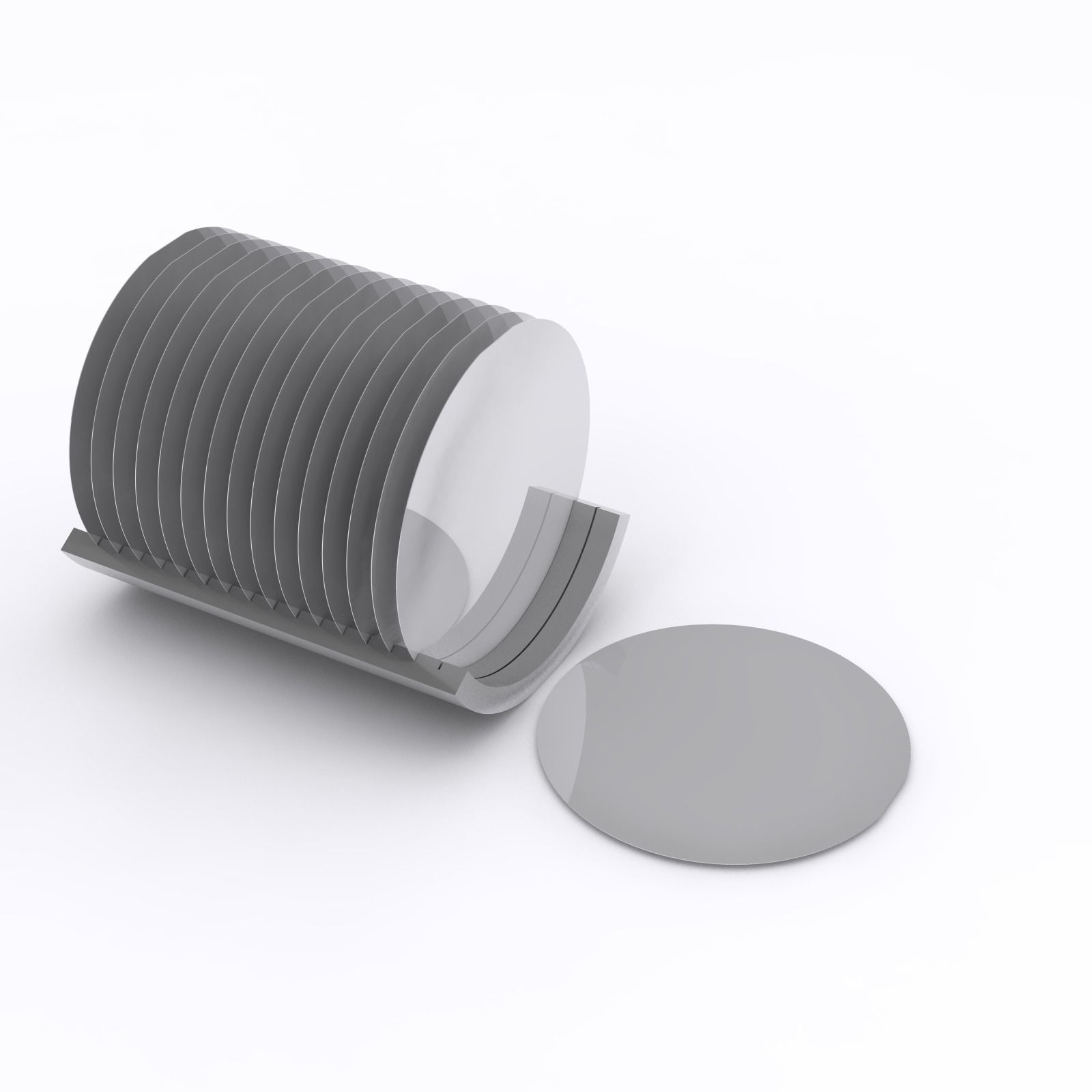 Silicon Wafers and Tray Low-poly 3D model_2