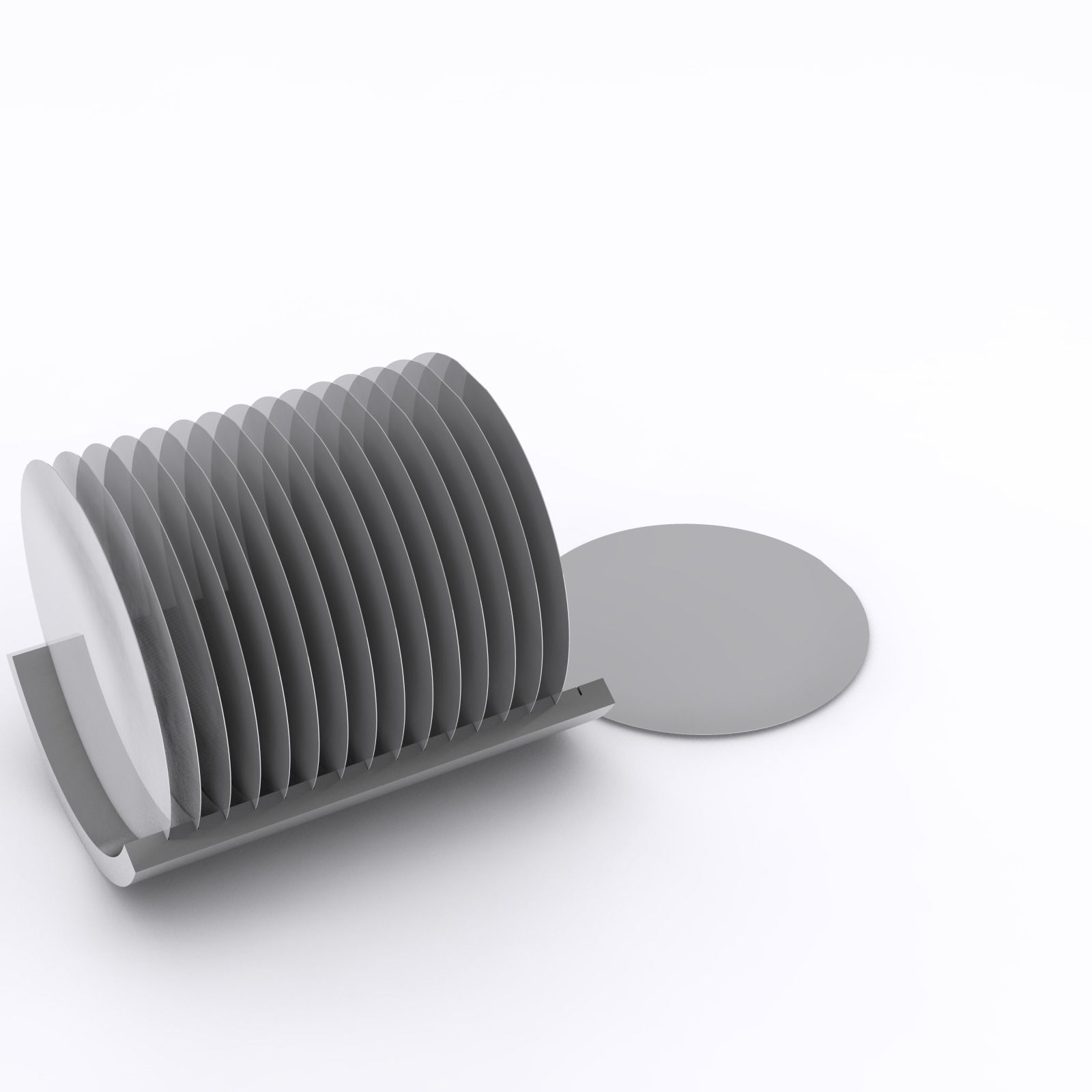 Silicon Wafers and Tray Low-poly 3D model_3