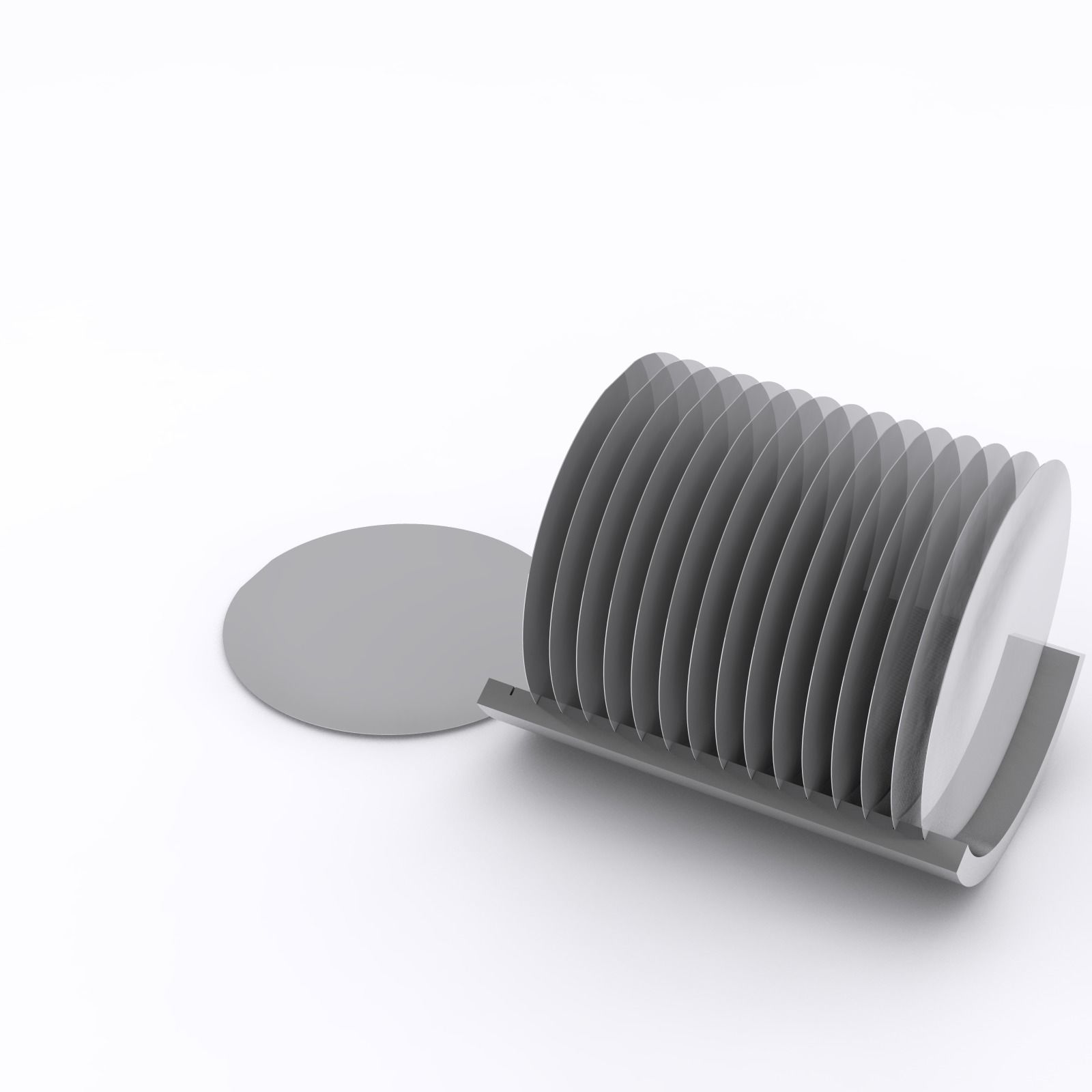 Silicon Wafers and Tray Low-poly 3D model_5