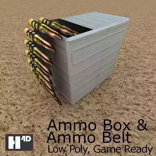 Low Poly Ammo Box and Belt