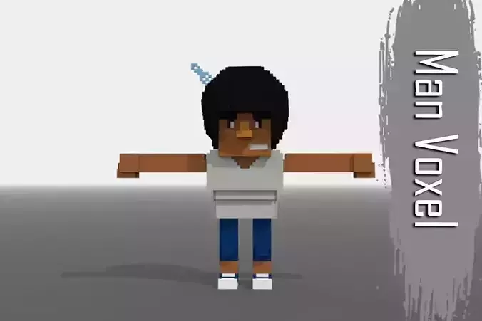 Voxel Man  Low-poly 3D model