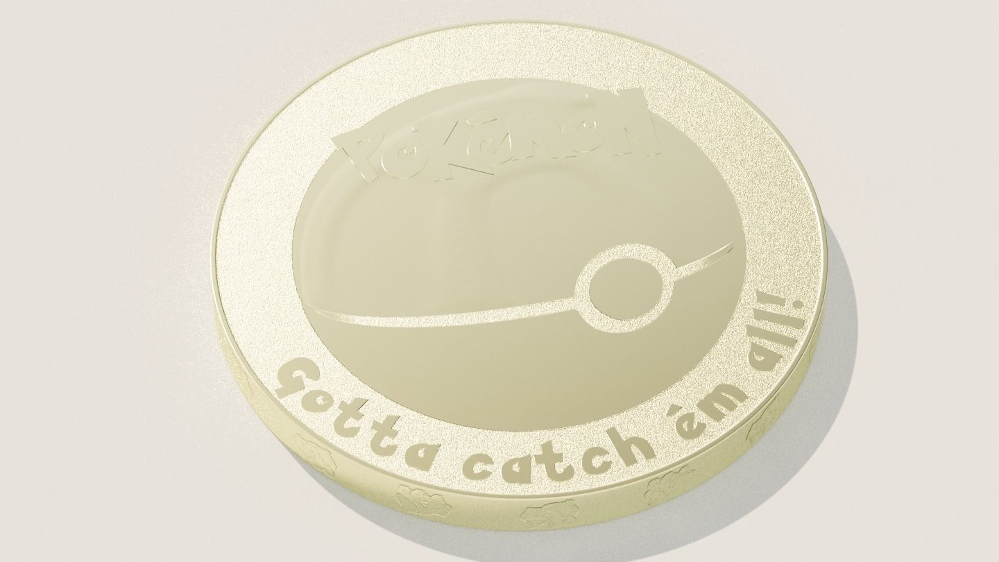 Pokemon coins starter collection Low-poly 3D model_9