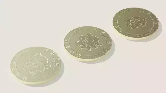 Pokemon coins starter collection  Low-poly 3D model