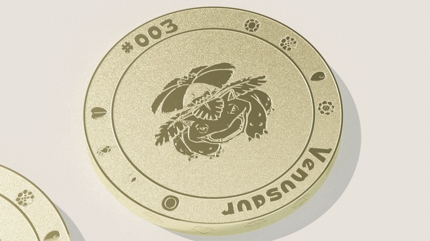 Pokemon coins starter collection Low-poly 3D model_2