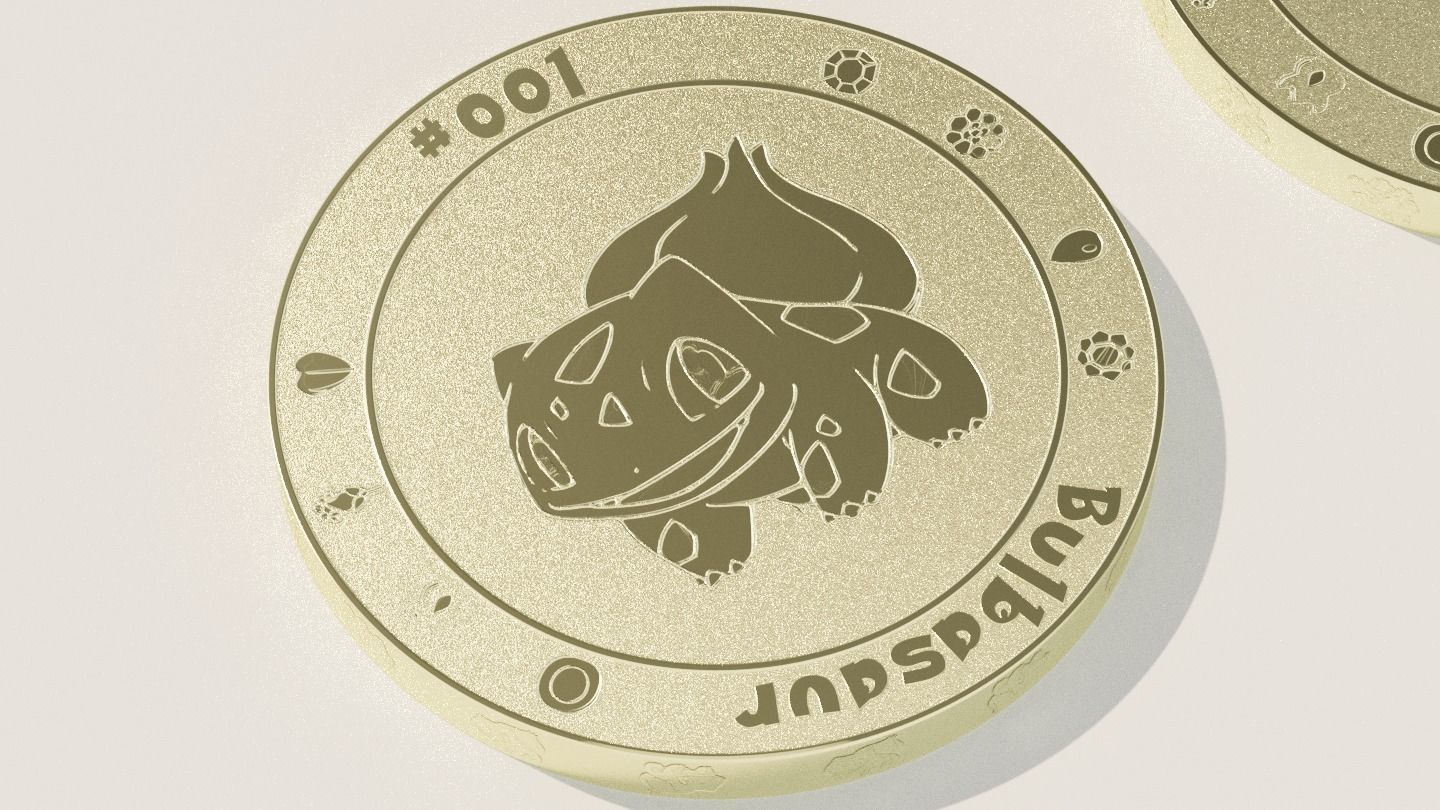 Pokemon coins starter collection Low-poly 3D model_1