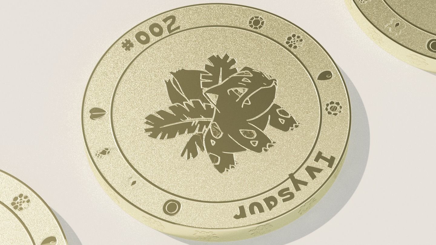 Pokemon coins starter collection Low-poly 3D model_3