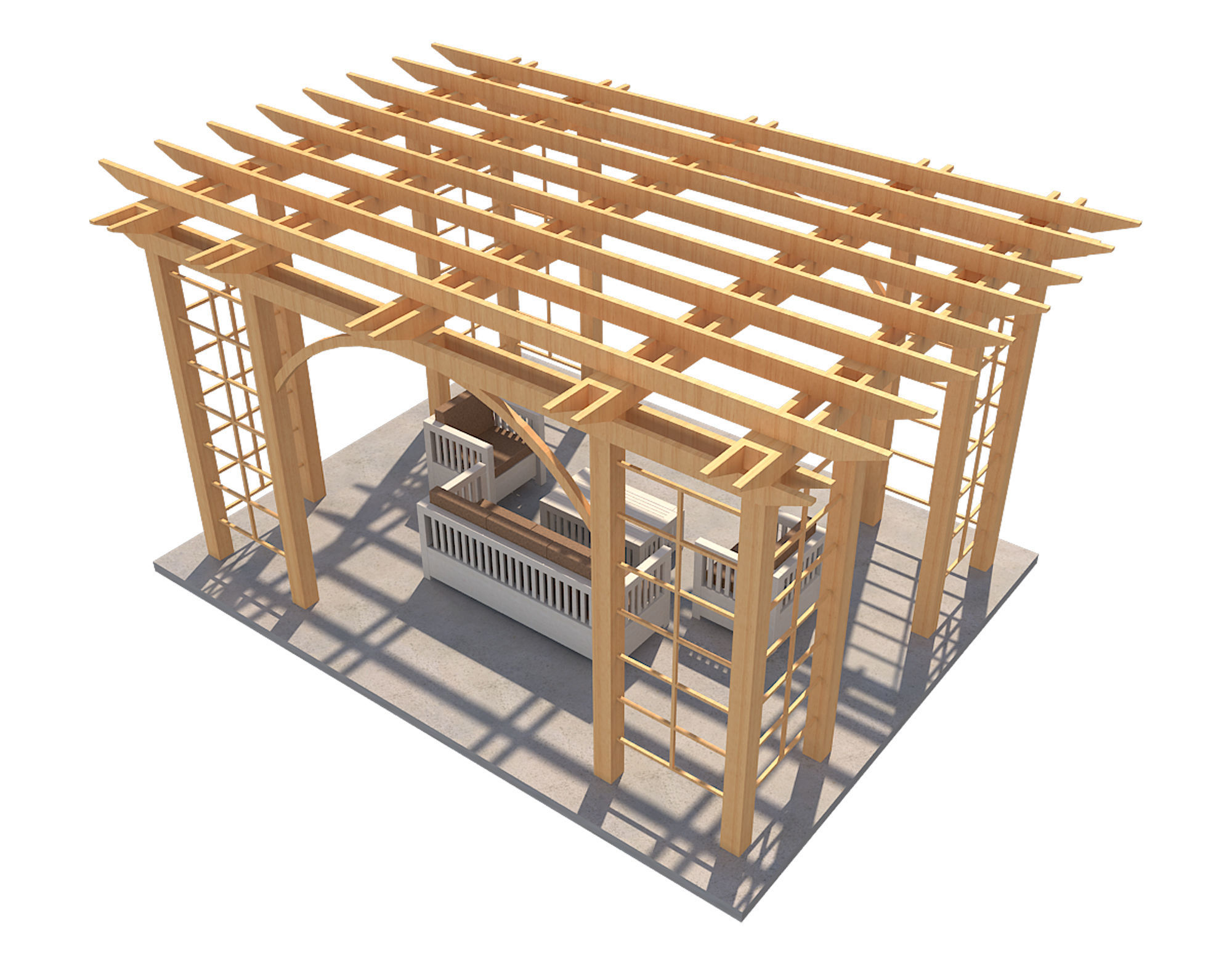 Pergola 1 Low-poly 3D model_4