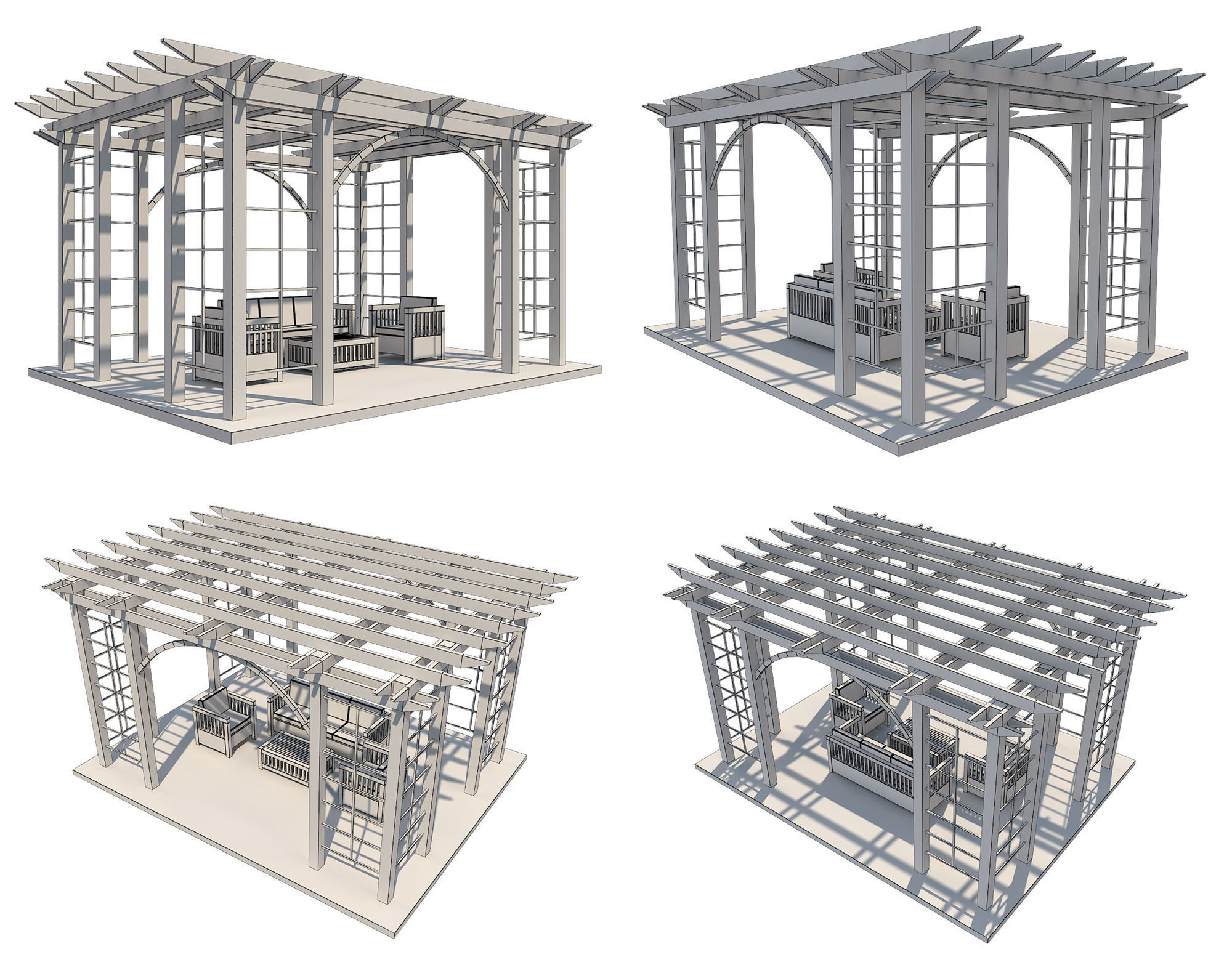 Pergola 1 Low-poly 3D model_13