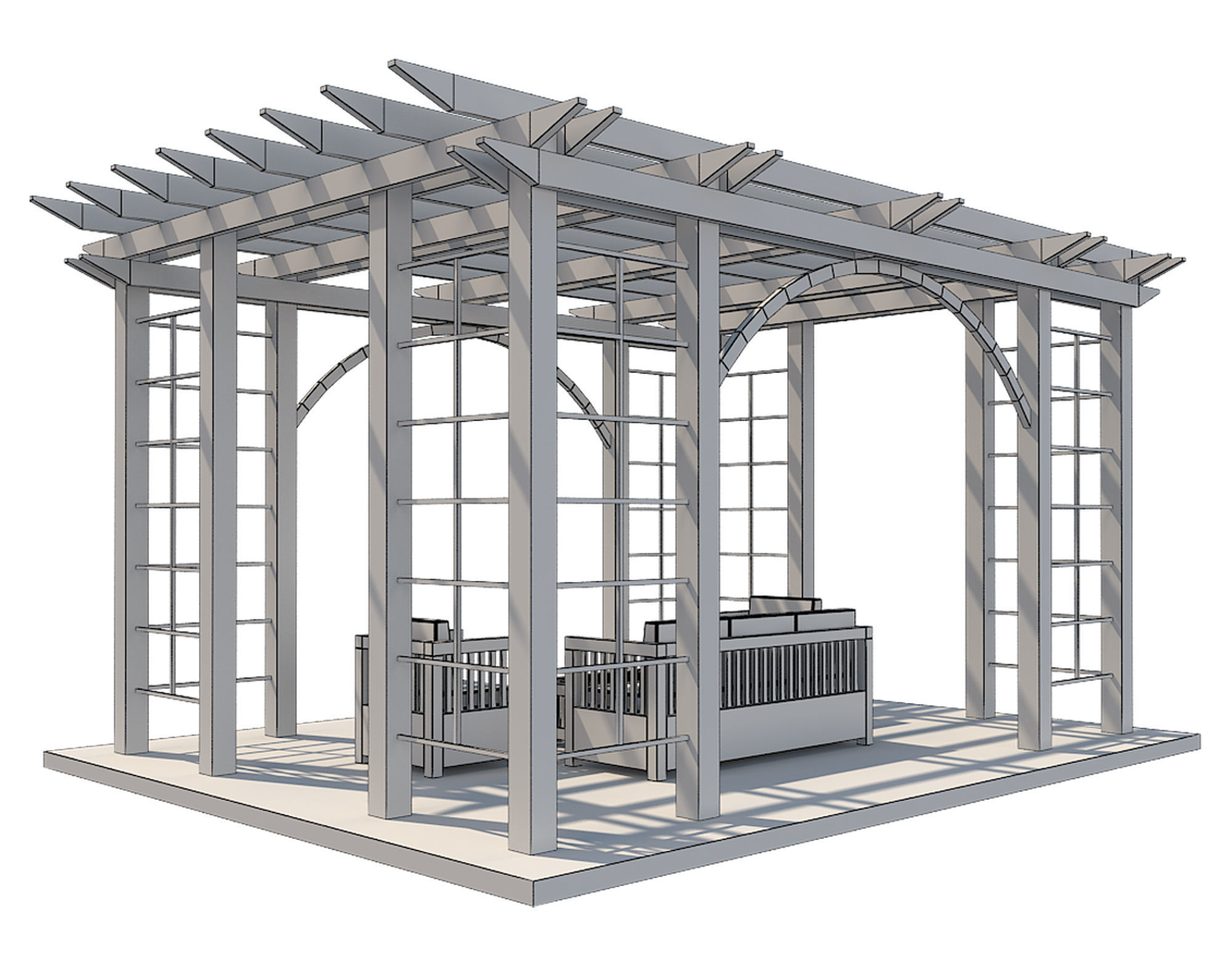 Pergola 1 Low-poly 3D model_12