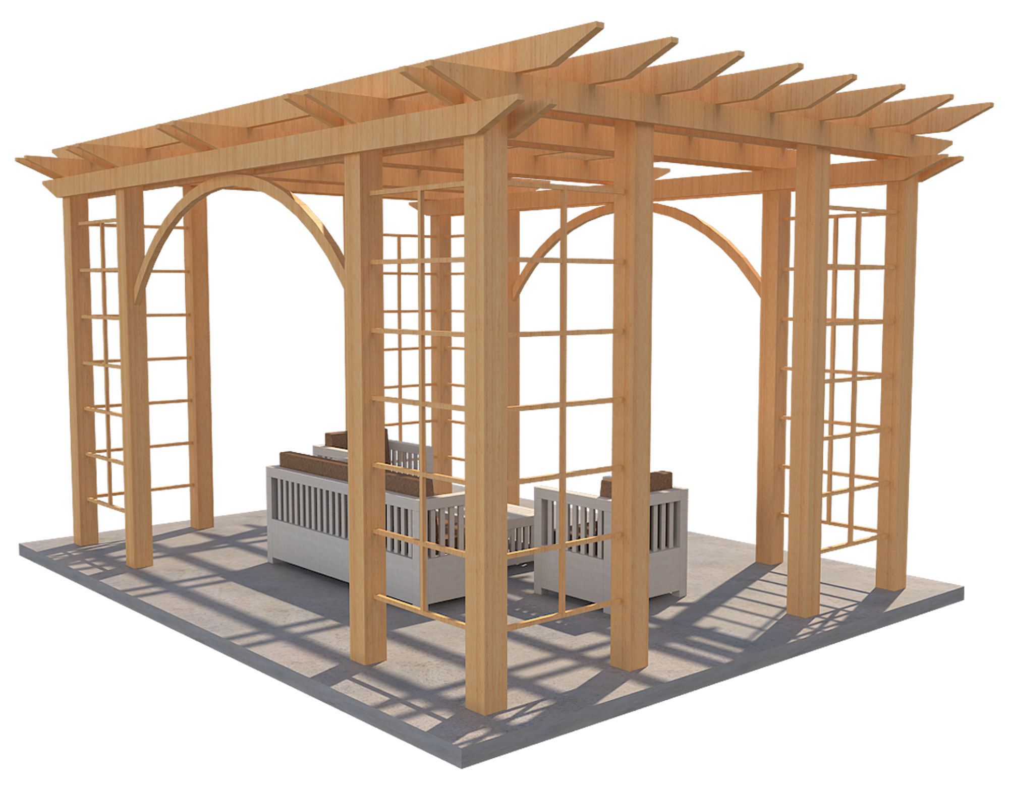 Pergola 1 Low-poly 3D model_1