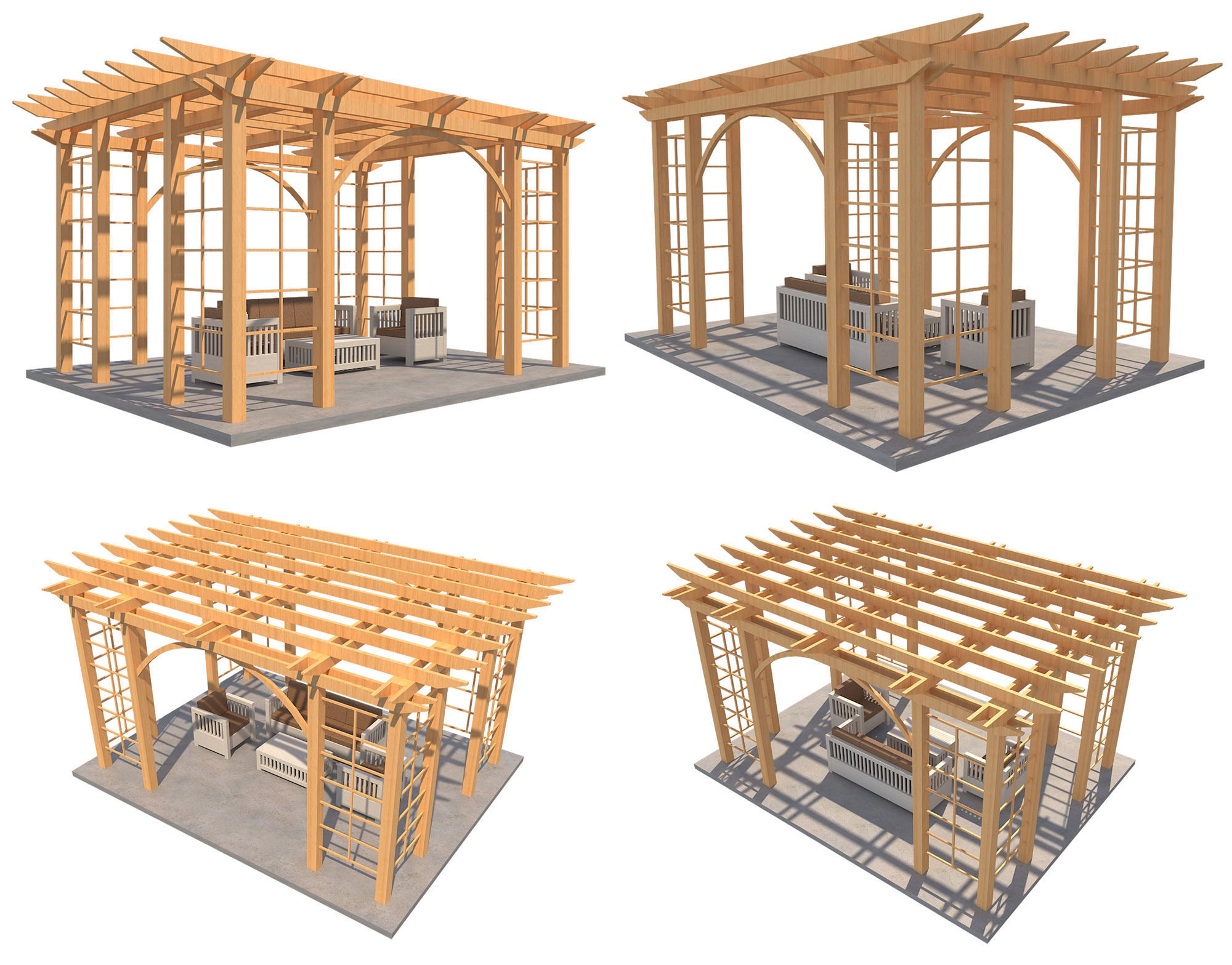 Pergola 1 Low-poly 3D model_6