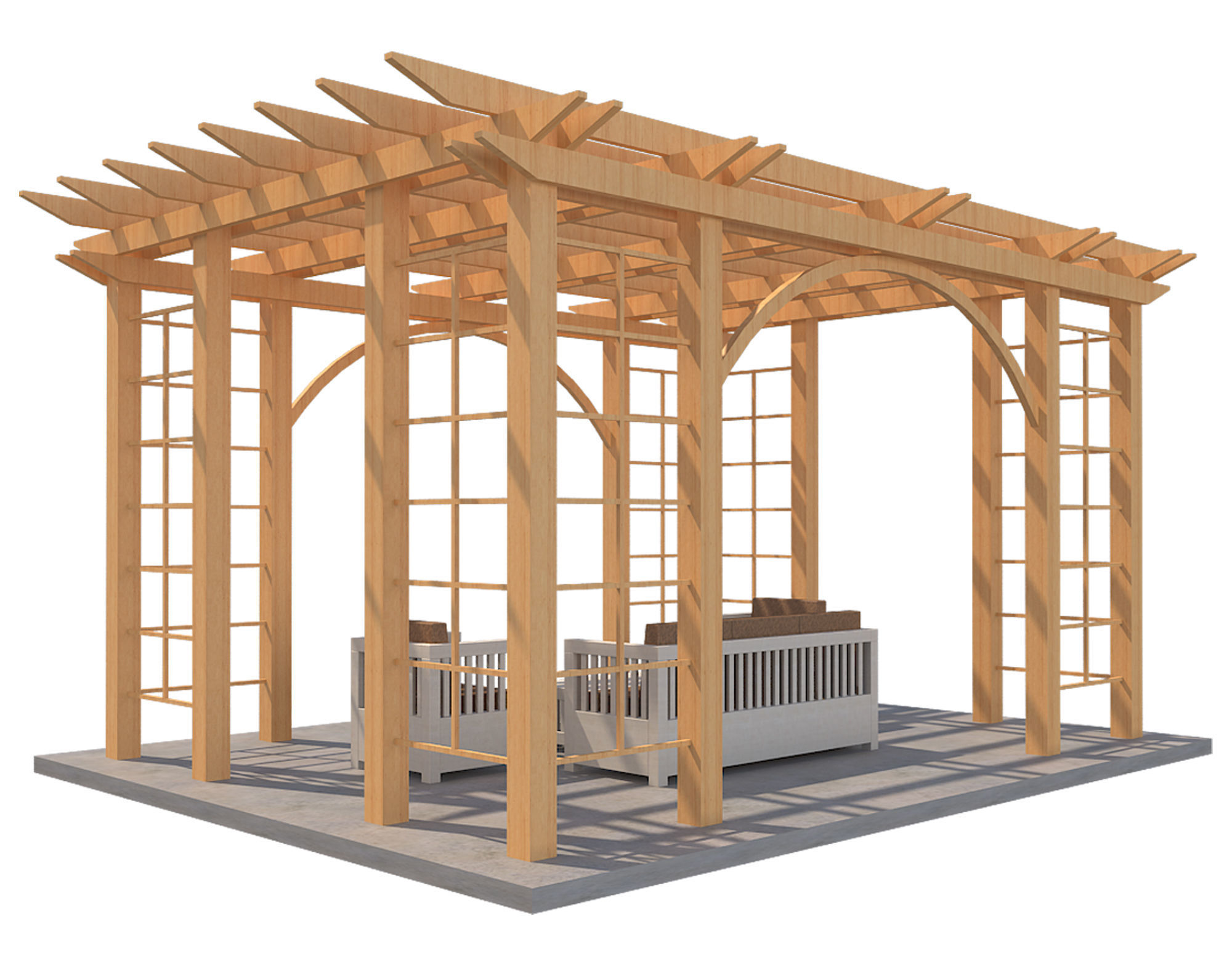 Pergola 1 Low-poly 3D model_2
