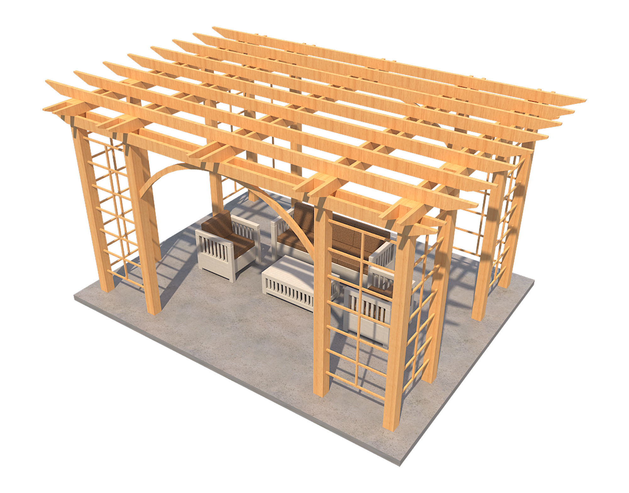 Pergola 1 Low-poly 3D model_5