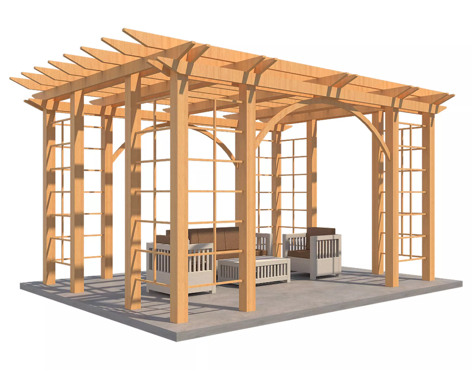 Pergola 1 Low-poly 3D model_0